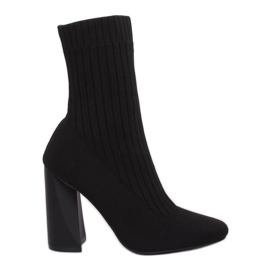 Botki skarpetkowa cholewka czarne X8037 Black żółte