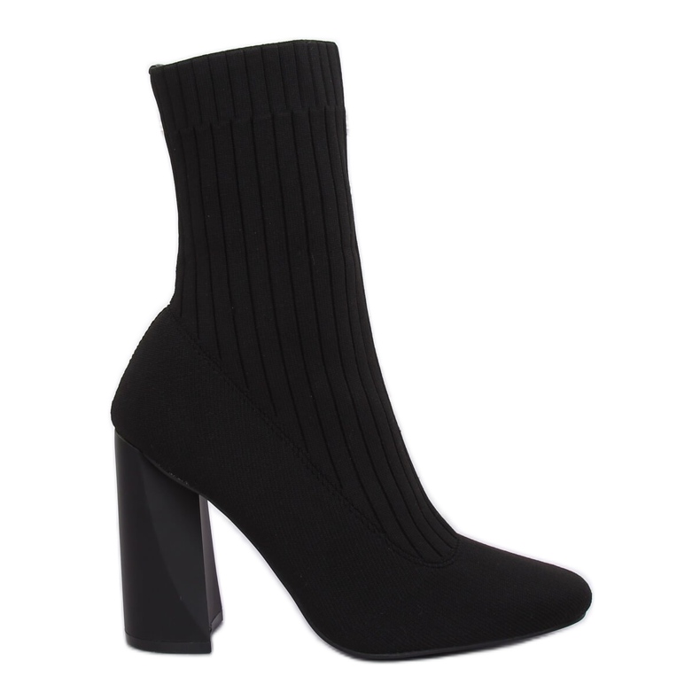 Botki skarpetkowa cholewka czarne X8037 Black żółte