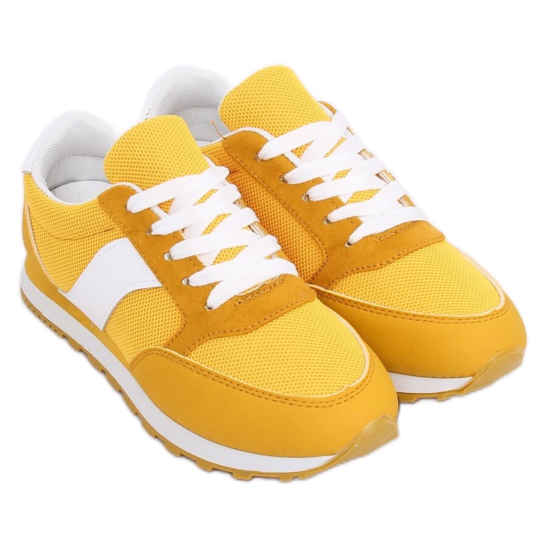 Buty sportowe miodowe BL189P Yellow białe żółte