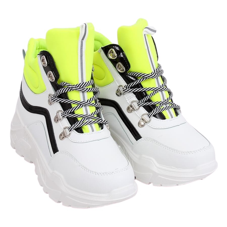 Buty sportowe za kostkę biało-żółte RB-3348 WHITE/YELLOW białe