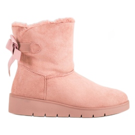 SHELOVET Różowe Mukluki Na Platformie