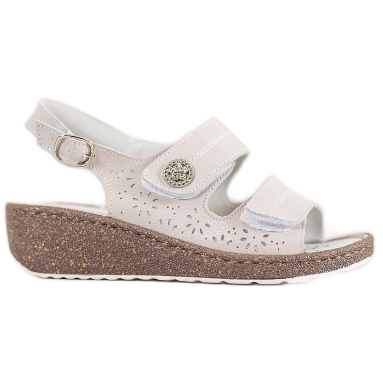 Goodin Skórzane Sandały Na Koturnie brązowe