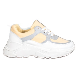 SHELOVET Stylowe Sneakersy białe żółte