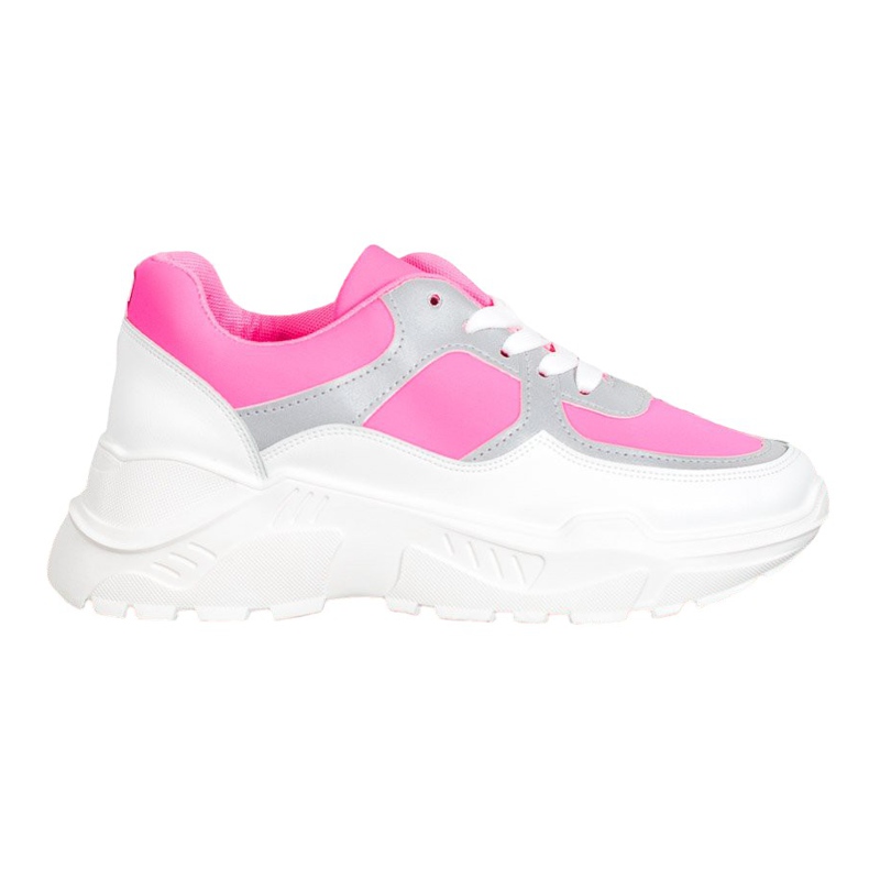 SHELOVET Stylowe Sneakersy białe różowe