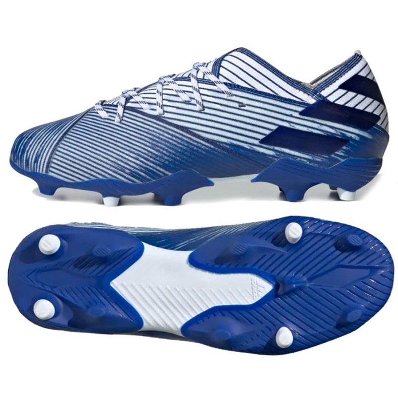 Buty piłkarskie adidas Nemeziz 19.1 Fg Jr EG7238 białe wielokolorowe
