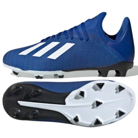 Buty piłkarskie adidas X 19.3 Fg Jr EG7152 niebieskie niebieskie