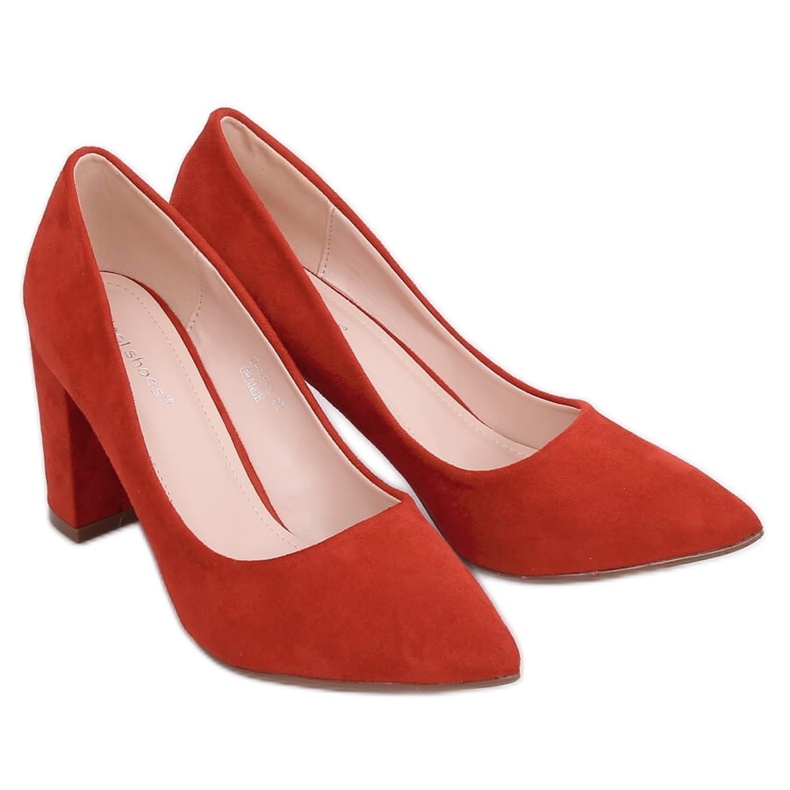 Czółenka na słupku ceglane P-6719 Orange wielokolorowe pomarańczowe