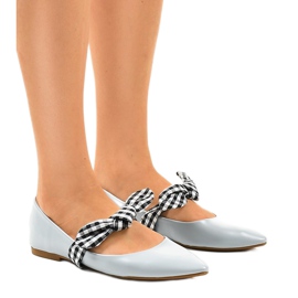 Niebieskie balerinki sznurowane kokardki NK07P