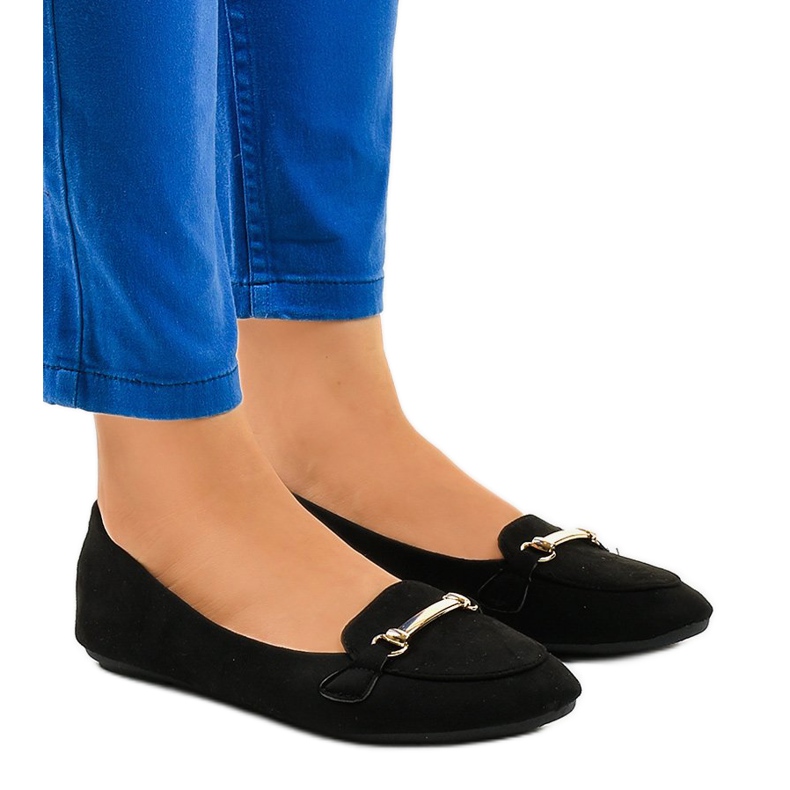 Czarne mokasyny balerinki 2S2018-56