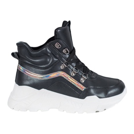 Ideal Shoes Botki Fashion czarne