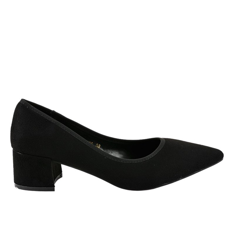 Czarne zamszowe czółenka na słupku L436