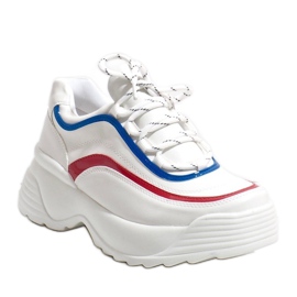 Białe sneakersy sportowe z eko-skóry 7918-Y wielokolorowe
