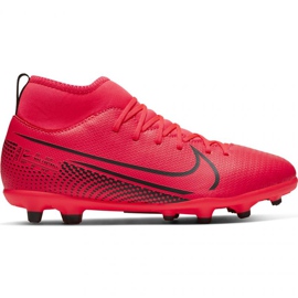 Buty piłkarskie Nike Mercurial Superfly 7 Club FG/MG Jr AT8150-606 czerwone pomarańcze i czerwienie
