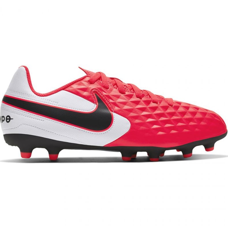 Buty piłkarskie Nike Tiempo Legend 8 Club FG/MG Jr AT5881-606 czerwone pomarańcze i czerwienie