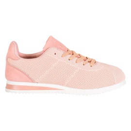 SHELOVET Wiązane Buty Na Platformie pomarańczowe różowe