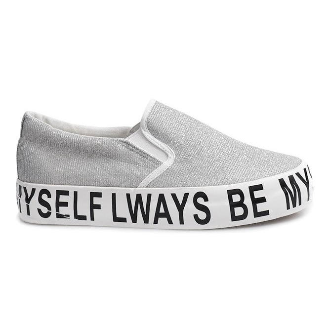 Wsuwane Trampki Slip On Brokat E22 szare