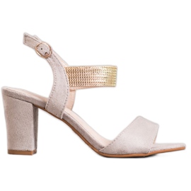 Filippo Sandały Ze Złotym Paskiem szare żółte