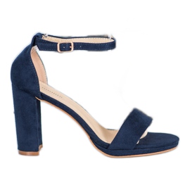Goodin Zamszowe Sandały Na Słupku niebieskie