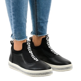 Czarne sneakersy z lycra wsuwane 1155-Y