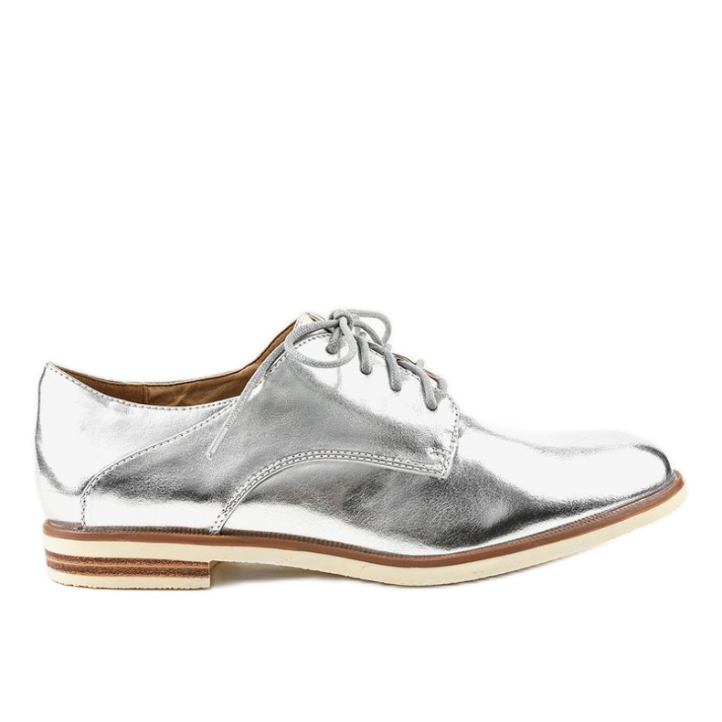 Srebrne jazzówki półbuty klasyczne 885-Y szare