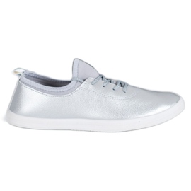 SHELOVET Lekkie Trampki Z Eko Skóry szare