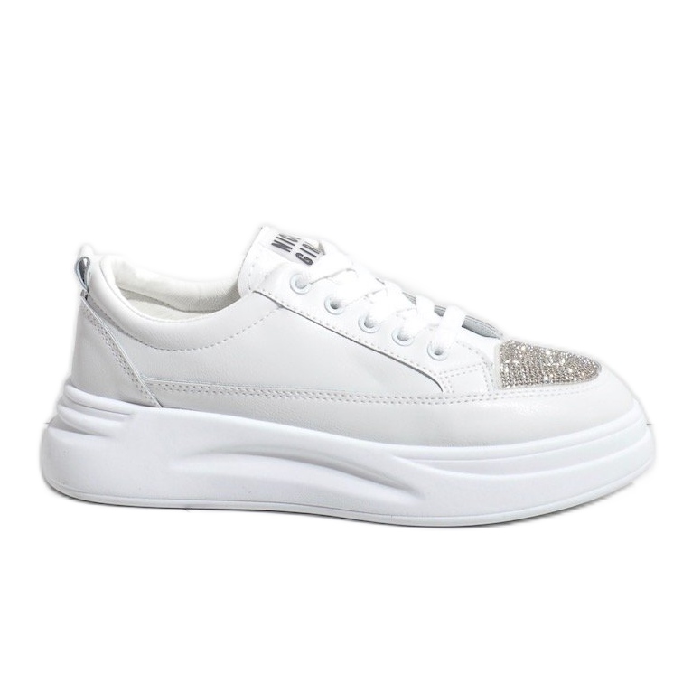 Białe sneakersy trampki zdobione G140-2