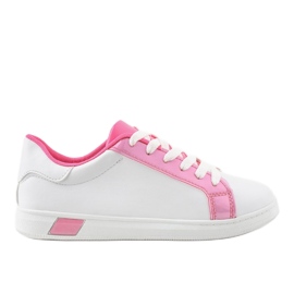 Białe sneakersy trampki W-3116 różowe