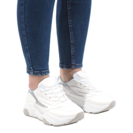 Białe sneakersy sportowe SX001-6 niebieskie