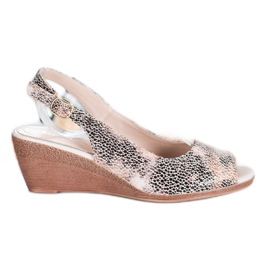 Sergio Leone Sandały Na Koturnie brązowe żółte