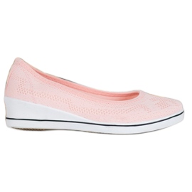Super Me Ażurowe Baleriny Na Koturnie różowe