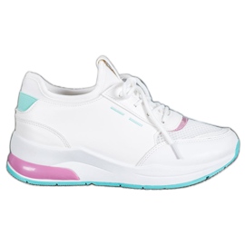 SHELOVET Wiązane Buty Z Eko Skóry białe