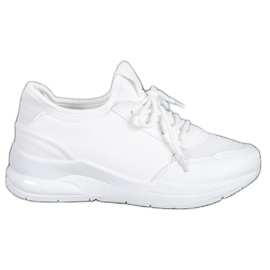 SHELOVET Wiązane Buty Z Eko Skóry białe