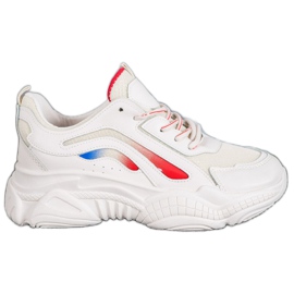 SHELOVET Modne Sneakersy Na Platformie białe