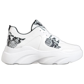 Weide Modne Sneakersy Z Eko Skóry białe