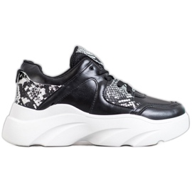 Weide Modne Sneakersy Z Eko Skóry czarne