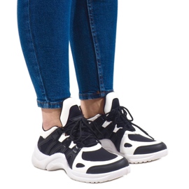 Czarne obuwie sportowe sneakersy D1902-13 białe