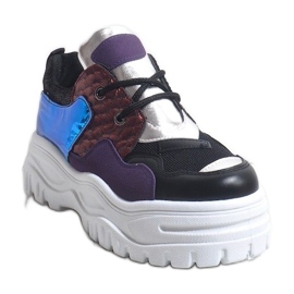 Czarne modne sneakersy sportowe R-458