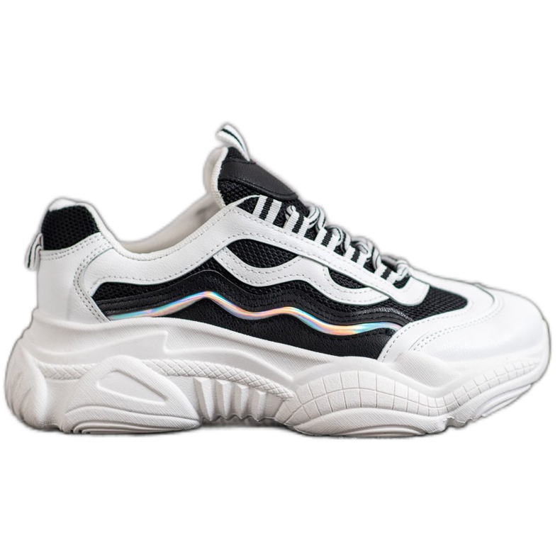 SHELOVET Sneakersy Na Platformie białe czarne