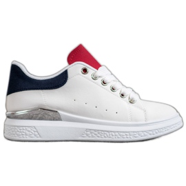 SHELOVET Trampki Na Platformie Z Eko Skóry białe