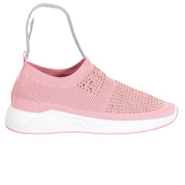 SHELOVET Wsuwane Buty Z Kryształkami różowe