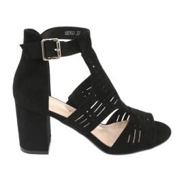 Sandały z cholewką zamszowe  Sergio Leone SK903 czarne