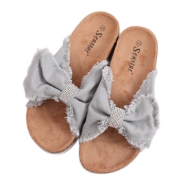 Klapki płócienne na korku szare BG60P Grey