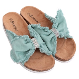 Klapki płócienne na korku zielone BG60P Green