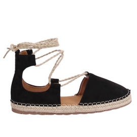 Espadryle wiązane na kostkę czarne JH97P Black