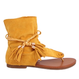 Japonki z cholewką miodowe SL1011 Yellow żółte