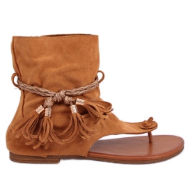 Japonki z cholewką camel SL1011 Camel brązowe