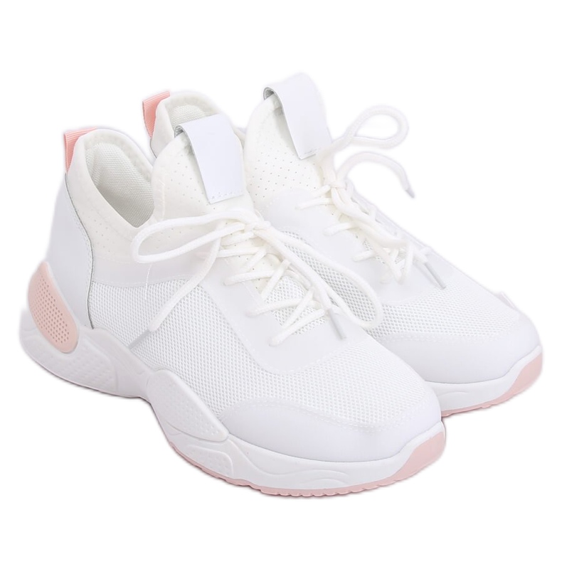 Buty sportowe z siateczką białe B0-547 Pink