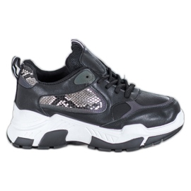 Bella Paris Sneakersy Z Eko Skóry czarne wielokolorowe