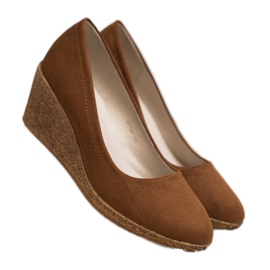 Goodin Klasyczne Baleriny Na Koturnie brązowe