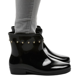 Czarne krótkie kalosze z cyrkoniami SD97E-1